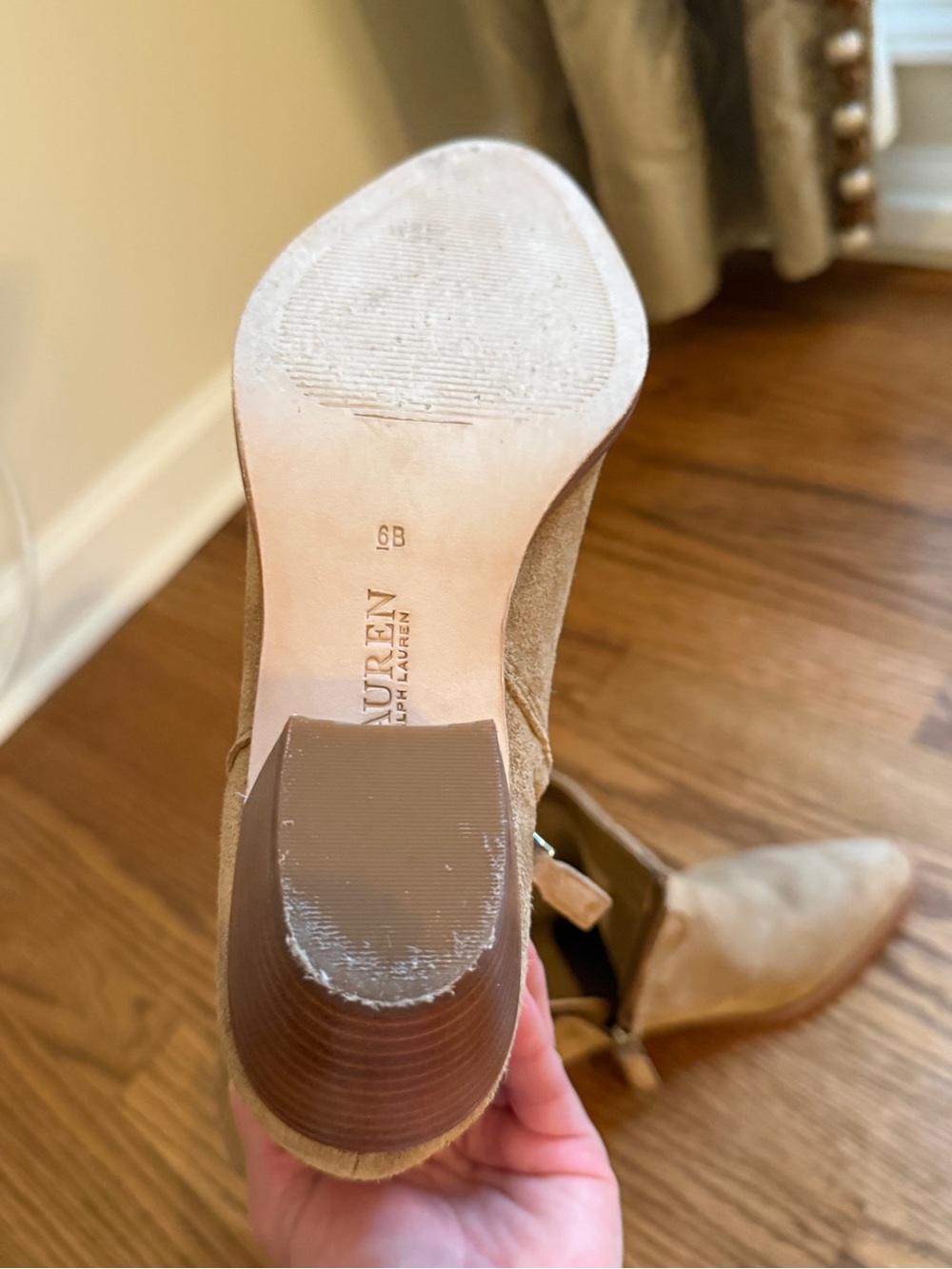 Ralph Lauren Tan Suede Ankle Booties with Side Zip Size 6 - Harpher Suede Bootie - Picture 14 of 16